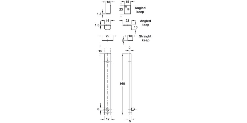 Knob Slide/Surface Bolt 160mm Brass SNP
