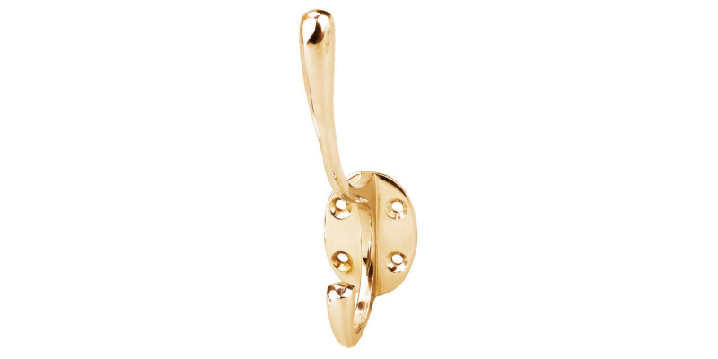 Hat and Coat Hook, Brass, 69 x 137 mm, Hemlock