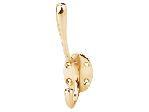 Hat and Coat Hook, Brass, 69 x 137 mm, Hemlock
