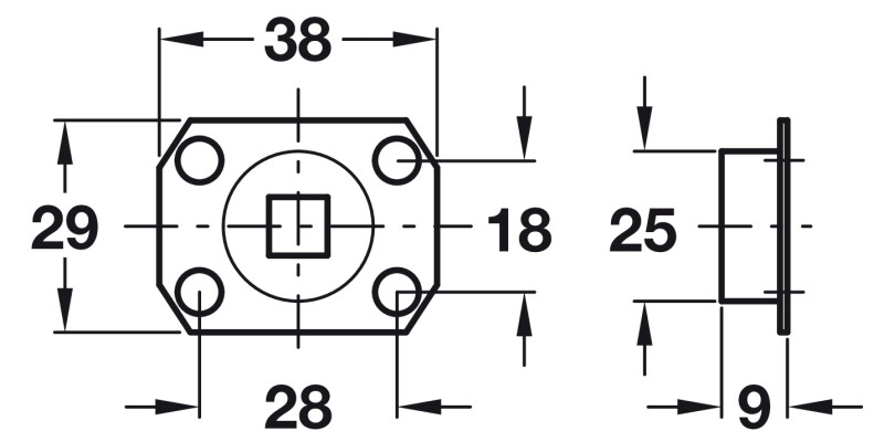 Fixed Dead Mount 29x38x25mm SCB
