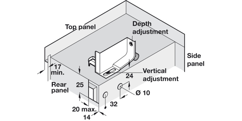 Cabinet Hanger 10mm DF LH 65kg Pl CrWht