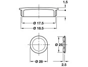 Traser-6+8 Cover Cap D25mm Pl Nkl