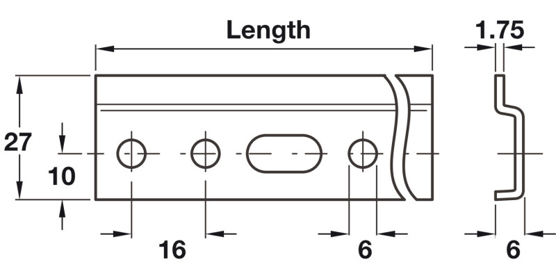Cabinet Hanger Wall Rail 27x2032mm Galv