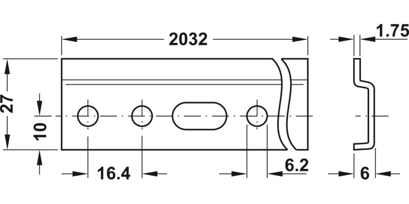 Cabinet Hanger Wall Rail 27x2032mm Galv