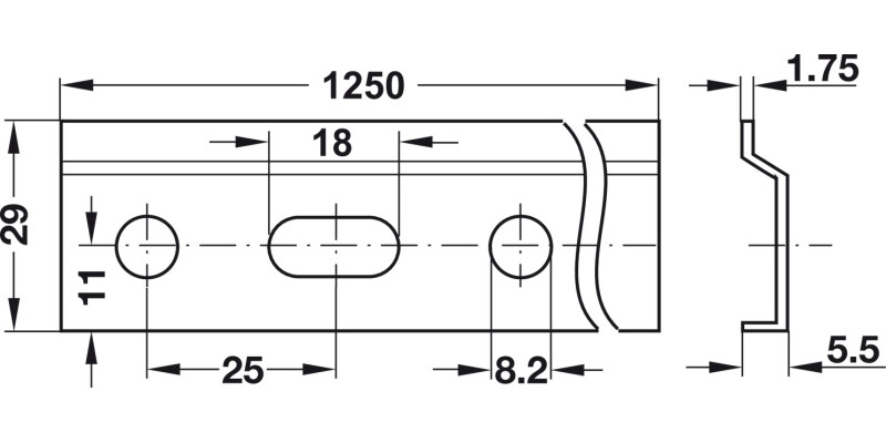Cabinet Hanger Wall Rail 29x1250mm Galv