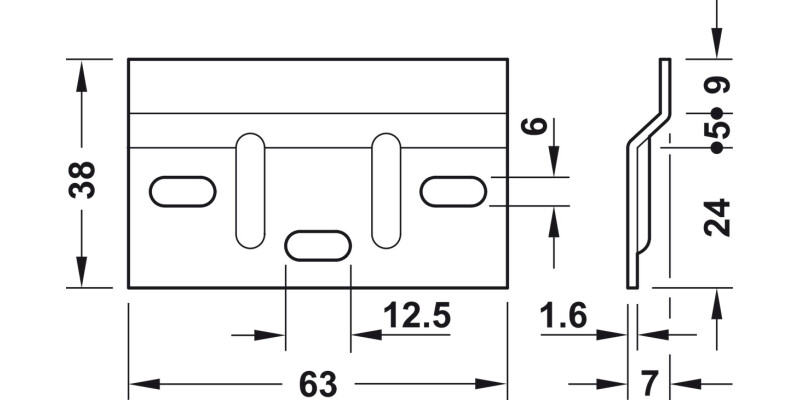 Cabinet Hanger Wall Plt 63x1.6mm Brt St