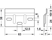 Cabinet Hanger Wall Plt 63x1.6mm Brt St