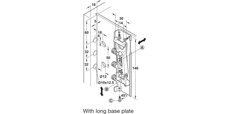 Concealed Cabinet Hanger Long Plate LH
