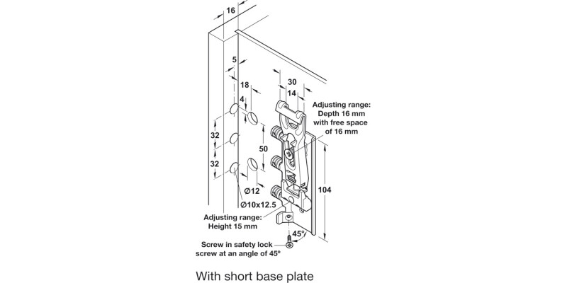 Concealed Cabinet Hanger Short Plate RH
