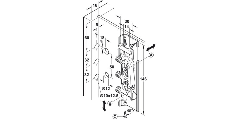 Concealed Cabinet Hanger Short Plate RH