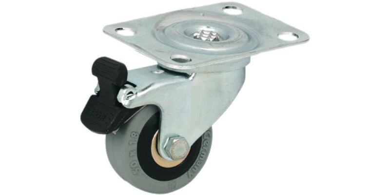 D50mm Castor Swivel w Brake PL Galv