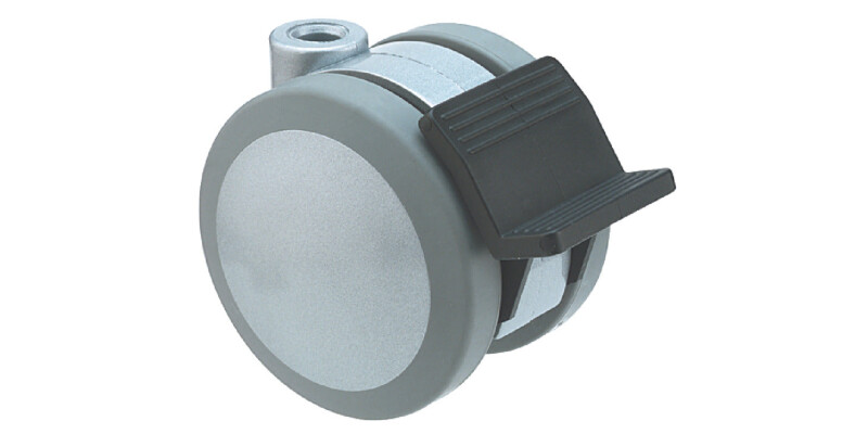 Swivel Twin Wheel Castor, with Brake, &Oslash; 75 mm, Hooded, &Oslash; 10-11 mm Pin Hole