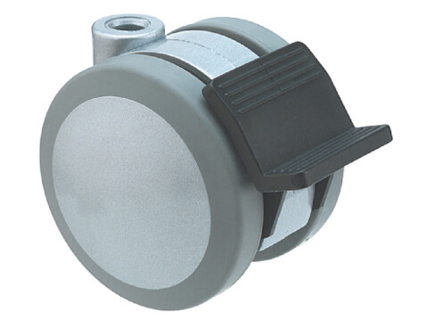 Swivel Twin Wheel Castor, with Brake, &Oslash; 75 mm, Hooded, &Oslash; 10-11 mm Pin Hole