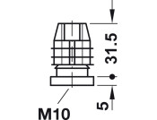 Square Plug 30x30mm w M10 Int Thr Pl Blk