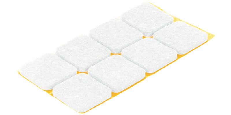 Felt Glide 100x100mm Self Adh White