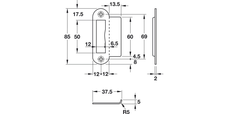 Multi Lock Device Strike Plate Flanged