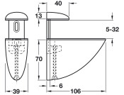 Shelf Clamp Support 5-32mm Screw ZA BN