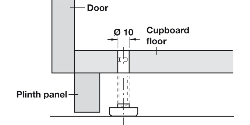Plinth Adj Fit M8x45mm D23mm Galv St/Blk