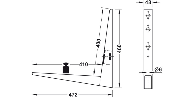 Hebgo Fixed Bracket 470mm 500kg/Pr Grey