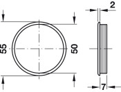 Vent Trim RM D55mm Pl White