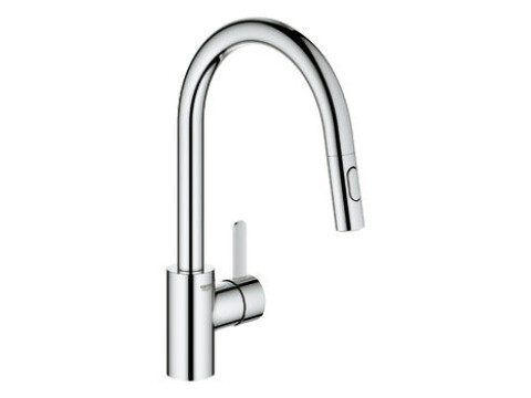 Tap, Single Lever Mixer, Pull Out Spray, C-Spout, Grohe Eurosmart Cosmo