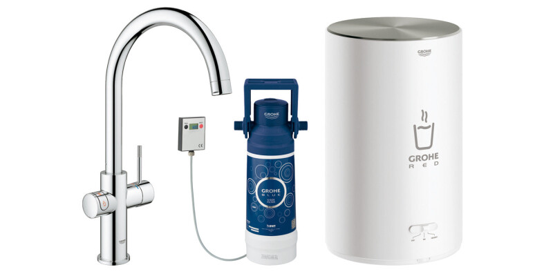 Mixer Tap, Single Lever, Instant Hot Water, 3 Litres, C-Spout, GROHE Red II Duo