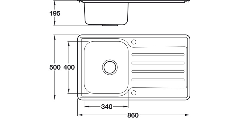 Abbey SS 860mm 1.0B Sink Rev