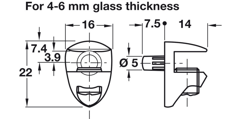 Cobra Gls Shelf Supp 4-6mm Plug NP