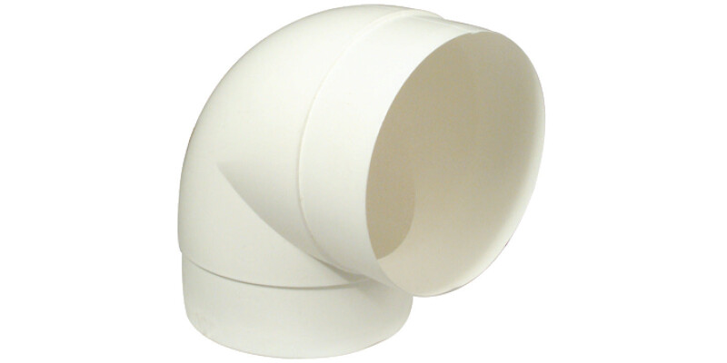 Connector, Round Pipe 90�, Flame Retardant, White, Manrose