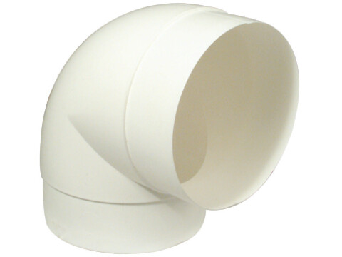 Connector, Round Pipe 90�, Flame Retardant, White, Manrose