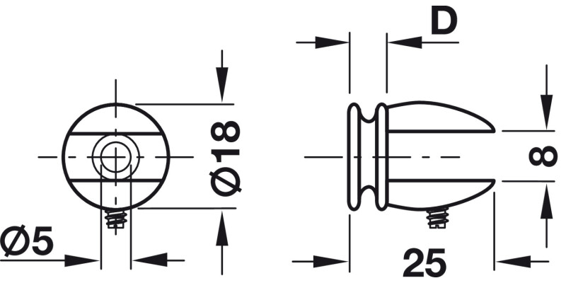 Gls Shelf Support 5-7mm Screw ZA PC