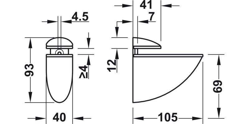 Shelf Clamp Support 4-18mm Screw ZA PCP