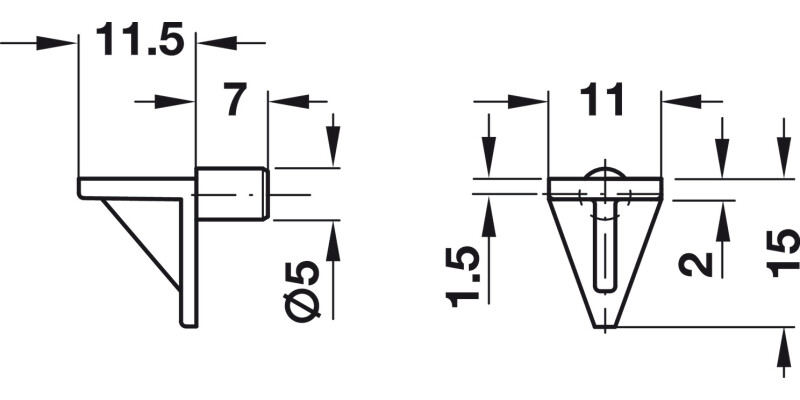 Shelf Support D5mm Plug Pl White