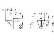 Shelf Support D5mm Plug Pl White