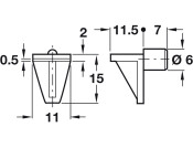 Shelf Support D6mm w Goove Plug Pl White