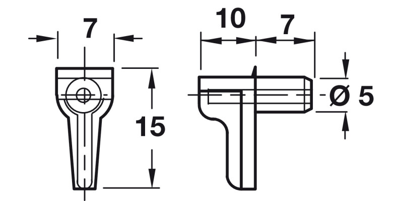 Shelf Support D5mm Plug St Galv/Pl Trans