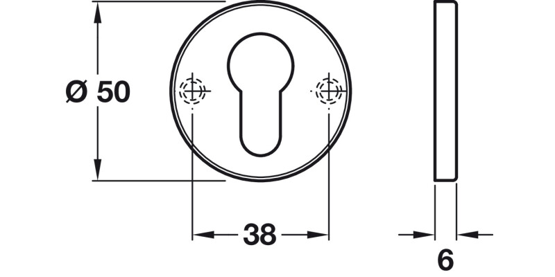 Escutcheon D50mm Pro Cyl Alu SAA