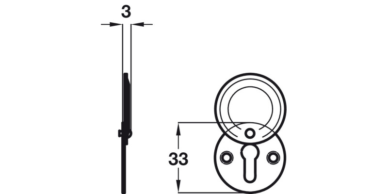 Escutcheon D33mm w Cover Std KW Alu SAA