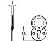 Escutcheon D33mm w Cover Std KW Alu SAA