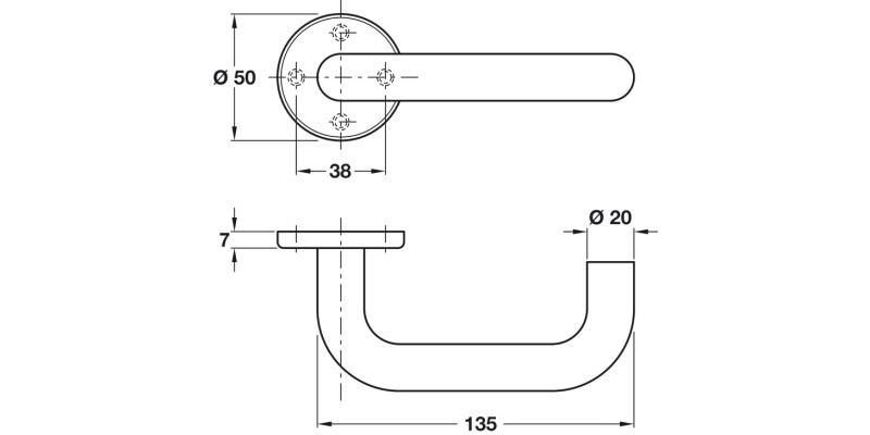 Safety Lever Hdls/Roses D20mm Alu SAA