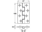 Butt Hinge DPBW Sqr 100x67mm Brass CP