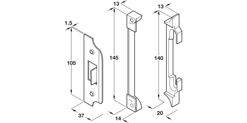 Rebate Set 13mm Box Latch Brass NP