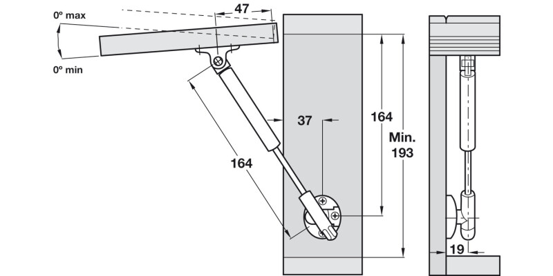 Lid Stay Automatic Opening 164mm 50N