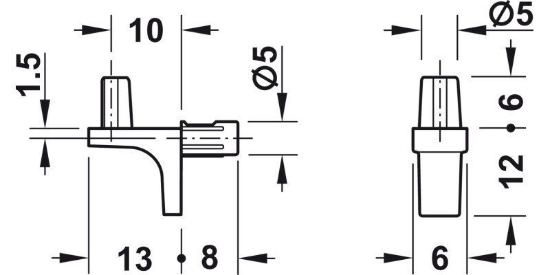 K Line Shelf Support D5mm Plug ZA Nkl