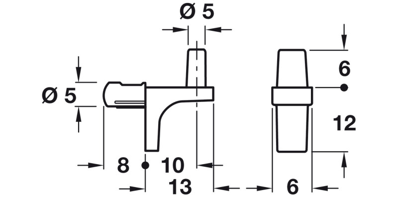 K Line Shelf Support D5mm Plug ZA Nkl