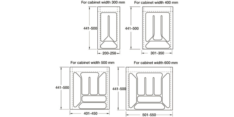 Cutlery Ins 600/600mm Pl Cream White