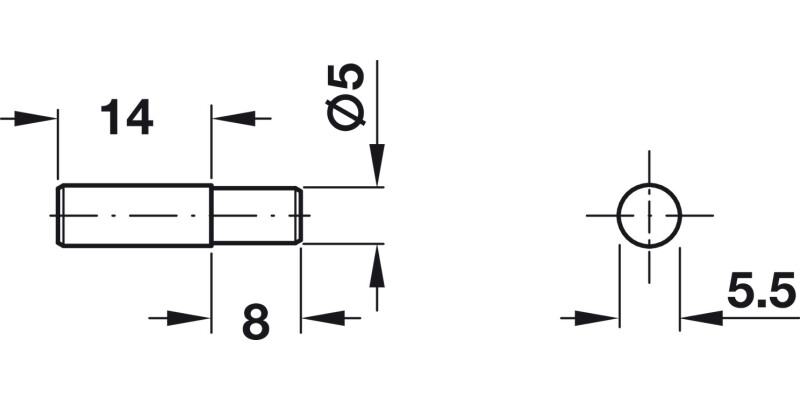 Shelf Support D5x14mm w Stop Plug St NP
