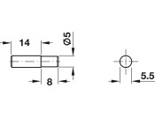 Shelf Support D5x14mm w Stop Plug St NP