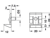 Shelf Support D5mm Plug/Spring Pl White