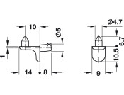 Shelf Support D5mm Plug 125kg ZA NP